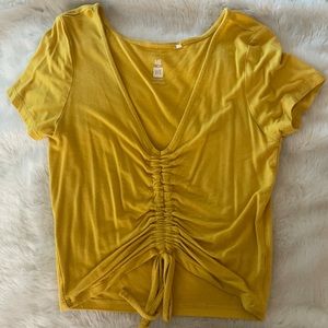 Yellow scrunch crop top
